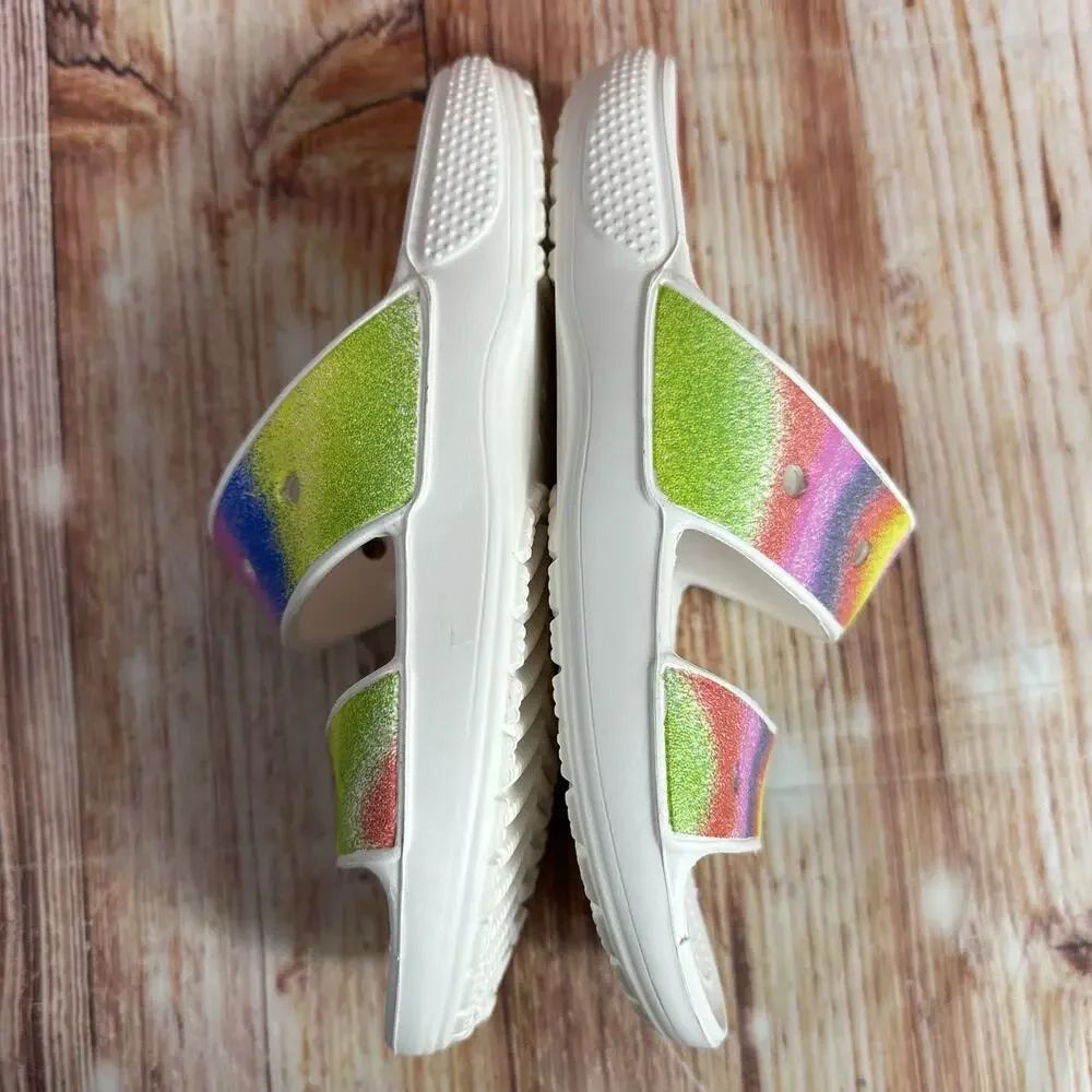 Crocs CLASSIC SPRAY DYE Womens Size 6 Double Two Strap Sandals Slides Shoes - Picture 7 of 10